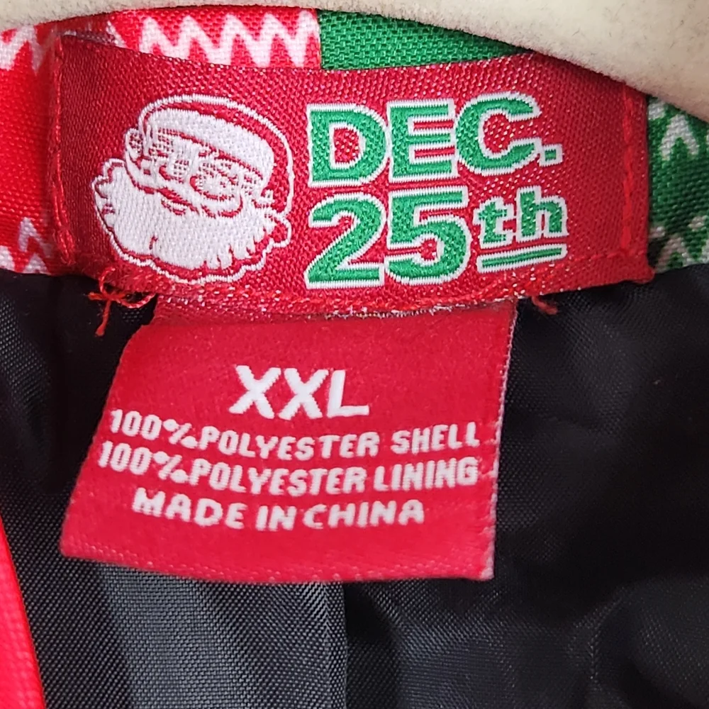 Dec. 25th Christmas Blazer Jacket Tie Reindeer Drinking Beer Mens Size XXL